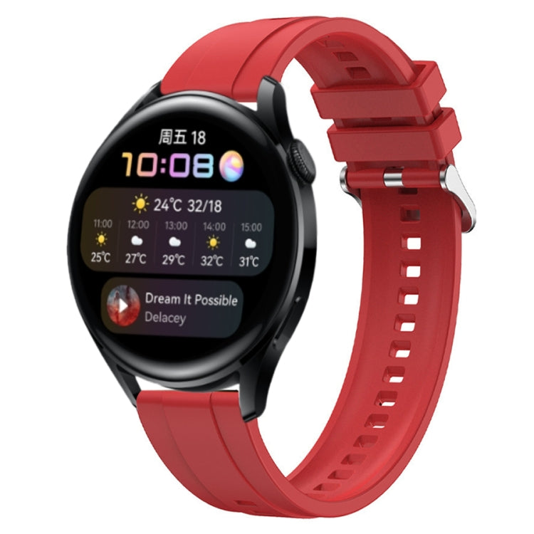 For Huawei Watch 3 / 3 Pro Tire Pattern Silver Buckle Silicone Watch Band(Red) - Watch Bands by PMC TechLife | Online Shopping South Africa | PMC TechLife