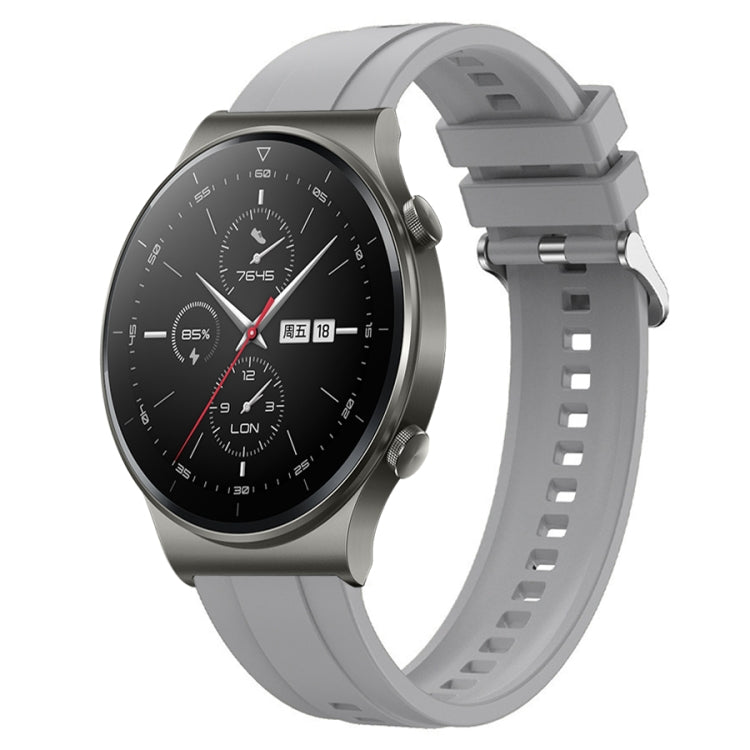 For Huawei Watch GT2 Pro / GT 2e / GT2 46mm Tire Pattern Silver Buckle Silicone Watch Band(Light Gray) - free shipping - PMC TechLife - Order now!