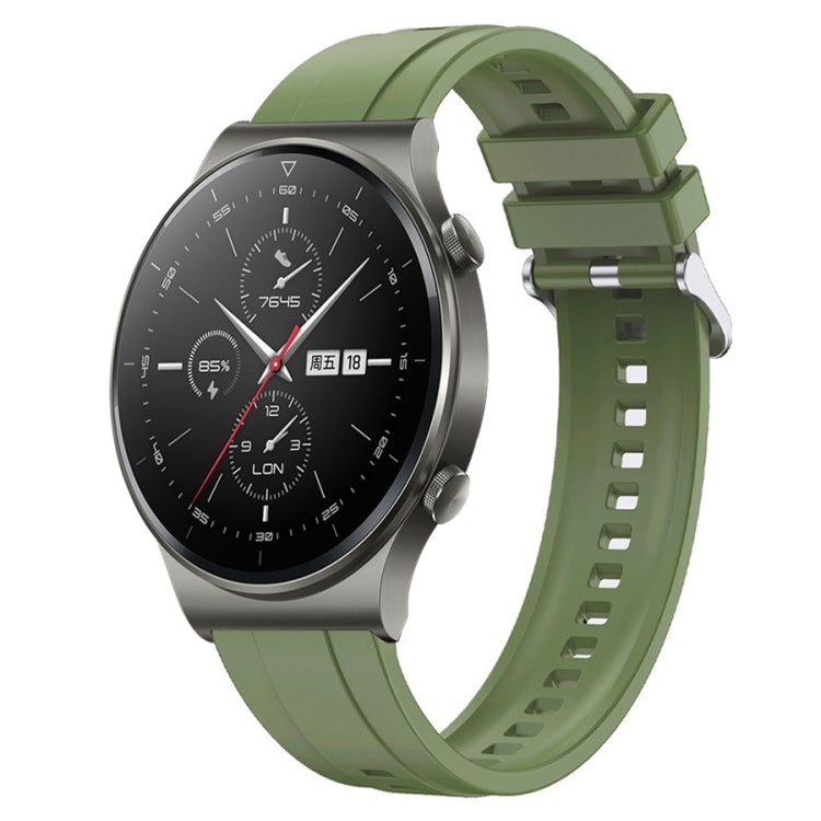 For Huawei Watch GT2 Pro / GT 2e / GT2 46mm Tire Pattern Silver Buckle Silicone Watch Band(Green) - Watch Bands by PMC TechLife | Online Shopping South Africa | PMC TechLife