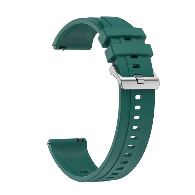 For Huawei Watch GT2 Pro / GT 2e / GT2 46mm Tire Pattern Silver Buckle Silicone Watch Band(Dark Green)
