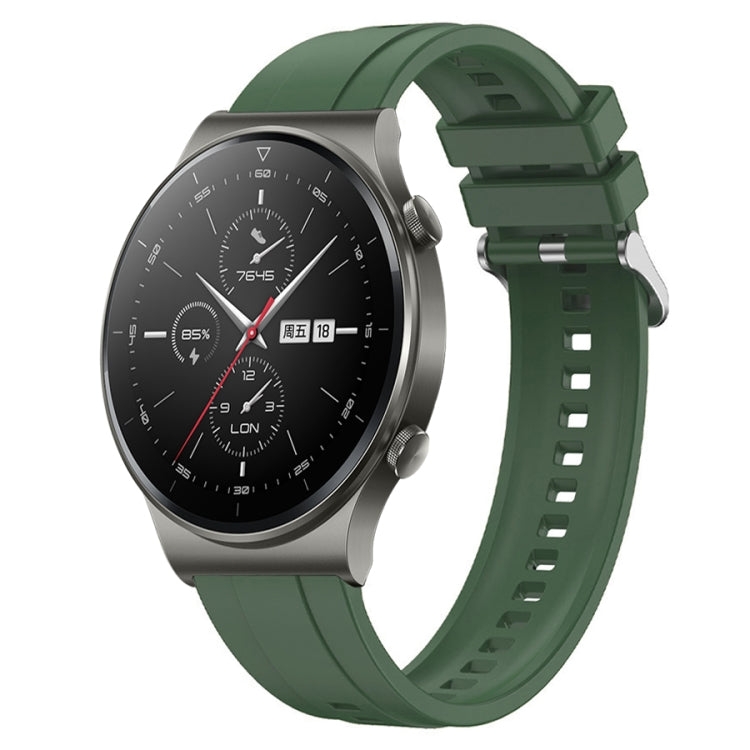 For Huawei Watch GT2 Pro / GT 2e / GT2 46mm Tire Pattern Silver Buckle Silicone Watch Band(Hu Yang Green) - Watch Bands by PMC TechLife | Online Shopping South Africa | PMC TechLife