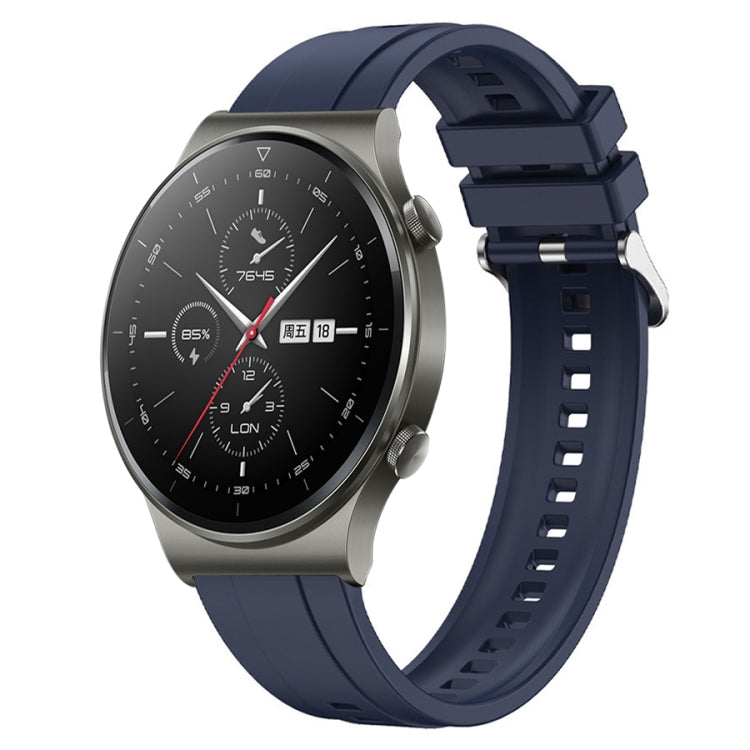 For Huawei Watch GT2 Pro / GT 2e / GT2 46mm Tire Pattern Silver Buckle Silicone Watch Band(Midnight Blue) - Watch Bands by PMC TechLife | Online Shopping South Africa | PMC TechLife