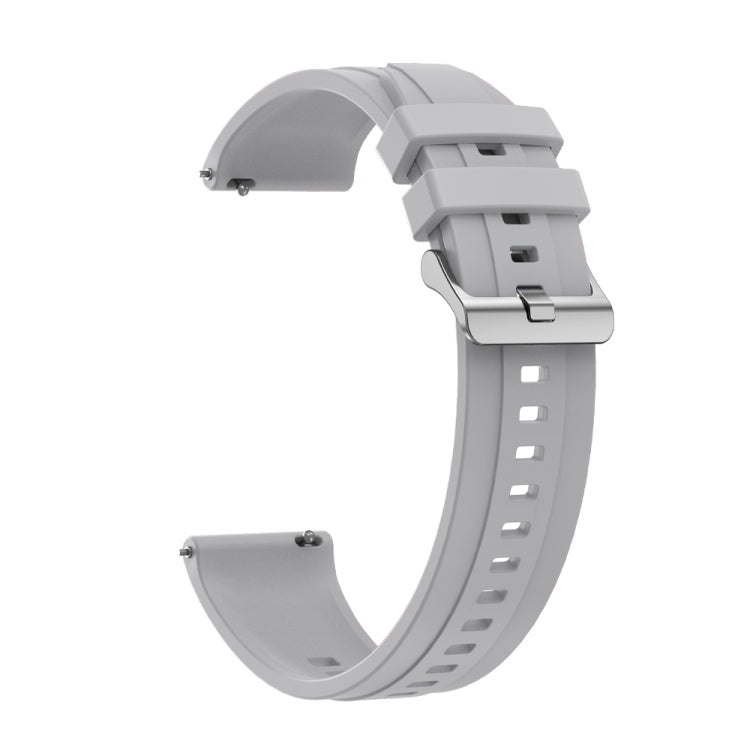 For Huawei Watch GT 42mm / 46mm Tire Pattern Silver Buckle Silicone Watch Band(Light Gray)