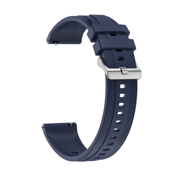 For Huawei Watch GT 42mm / 46mm Tire Pattern Silver Buckle Silicone Watch Band(Midnight Blue)
