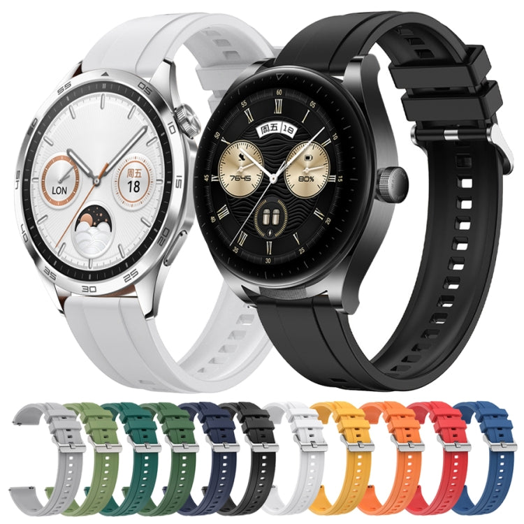 For Huawei Watch GT4 41mm Tire Pattern Silver Buckle Silicone Watch Band(Black)
