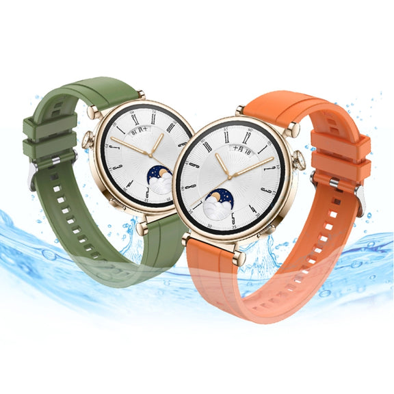For Huawei Watch GT4 41mm Tire Pattern Silver Buckle Silicone Watch Band(Black)