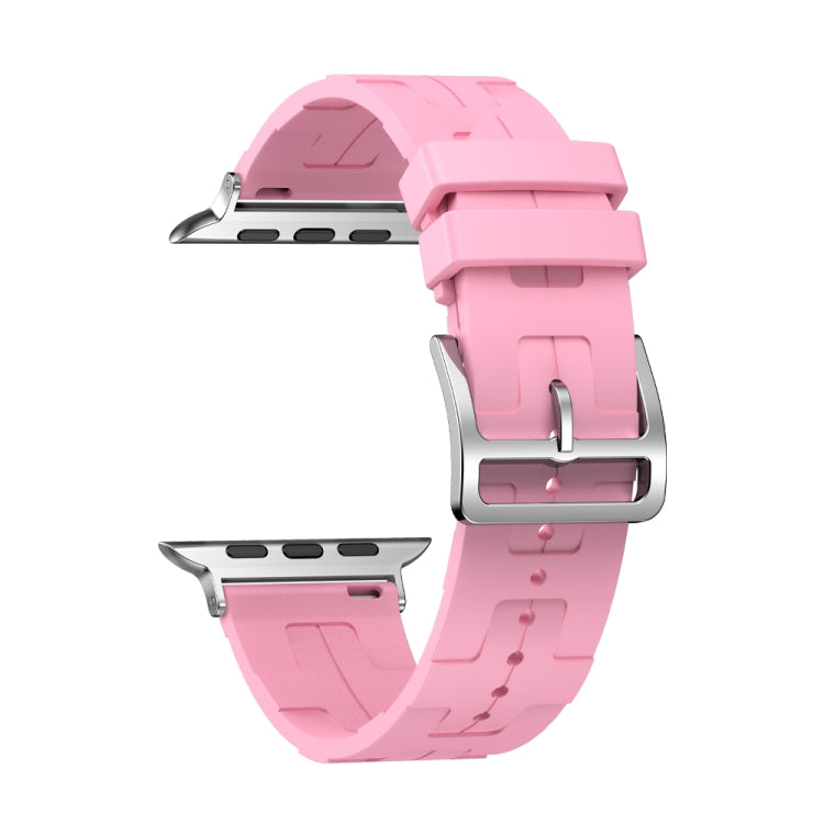 For Apple Watch Series 9 45mm H Texture Soft Silicone Buckle Watch Band(Pink) - free shipping - PMC TechLife - Order now!