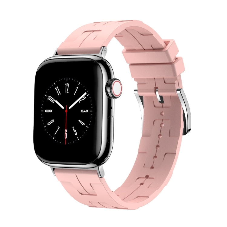 For Apple Watch Series 8 41mm H Texture Soft Silicone Buckle Watch Band(Light Pink) - free shipping - PMC TechLife - Order now!