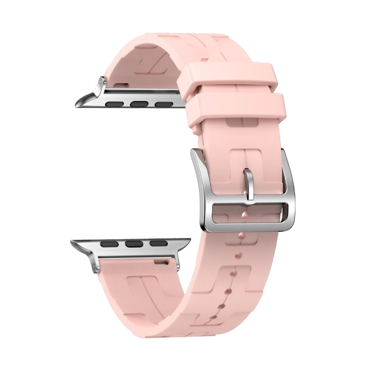 For Apple Watch Series 8 41mm H Texture Soft Silicone Buckle Watch Band(Light Pink) - free shipping - PMC TechLife - Order now!