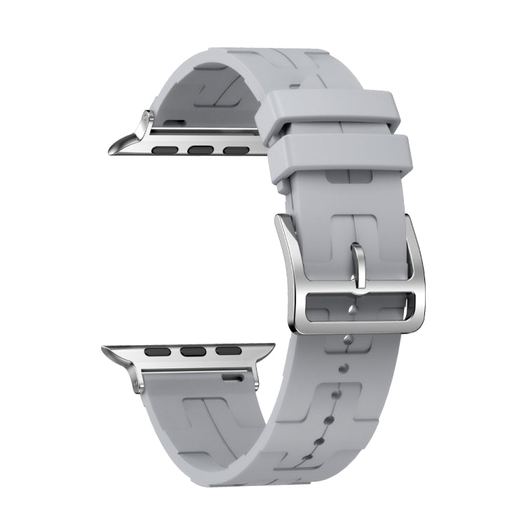 For Apple Watch Series 8 45mm H Texture Soft Silicone Buckle Watch Band(Gray) - free shipping - PMC TechLife - Order now!