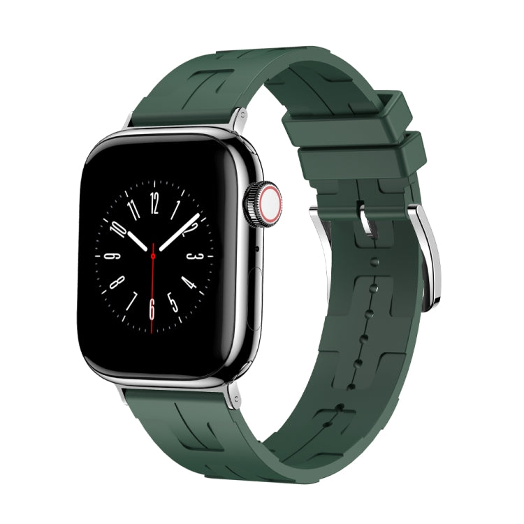 For A pple Watch SE 2022 40mm H Texture Soft Silicone Buckle Watch Band(Dark Green) - free shipping - PMC TechLife - Order now!