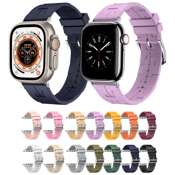 For Apple Watch Series 8 41mm H Texture Soft Silicone Buckle Watch Band(Light Pink)