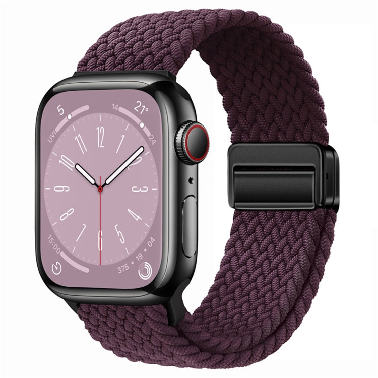For  Apple Watch Series 8 45mm Nylon Woven Magnetic Fold Buckle Watch Band(Crimson Cherry) - Watch Bands by PMC TechLife | Online Shopping South Africa | PMC TechLife