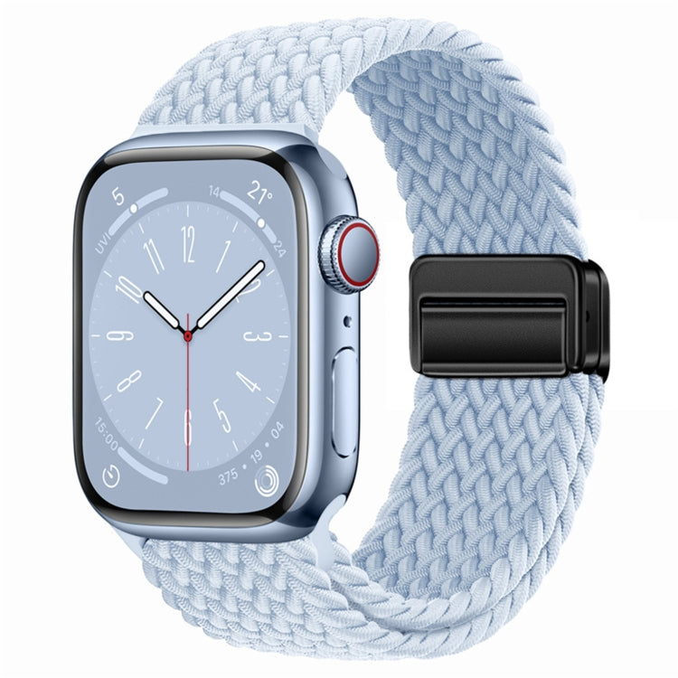 For Apple Watch Series 7 41mm Nylon Woven Magnetic Fold Buckle Watch Band(Misty Blue) - Watch Bands by PMC TechLife | Online Shopping South Africa | PMC TechLife