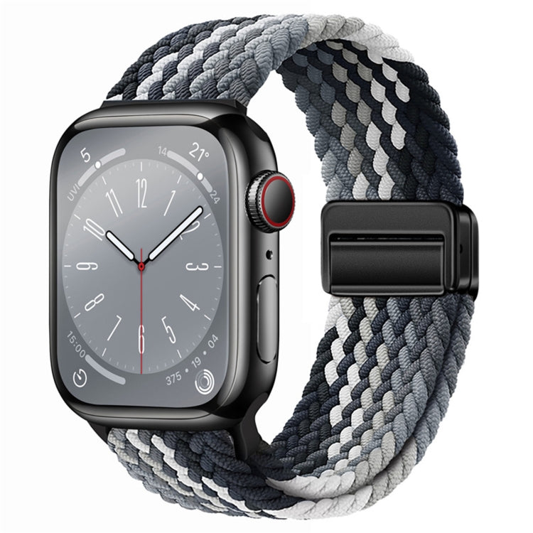 For Apple Watch Series 5 44mm Nylon Woven Magnetic Fold Buckle Watch Band(Grey Black) - Watch Bands by PMC TechLife | Online Shopping South Africa | PMC TechLife