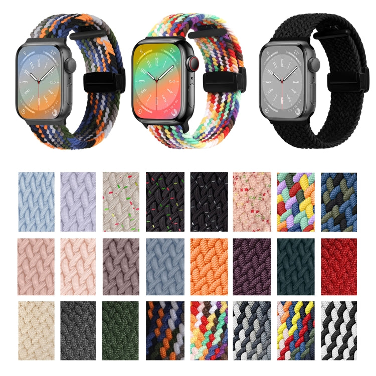 For Apple Watch Series 6 44mm Nylon Woven Magnetic Fold Buckle Watch Band(Starlight Black) - Watch Bands by PMC TechLife | Online Shopping South Africa | PMC TechLife