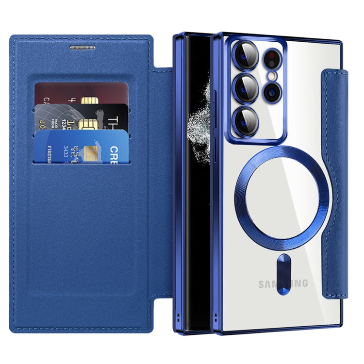 For Samsung Galaxy S22 Ultra 5G Shield MagSafe RFID Anti-theft Leather Phone Case(Dark Blue) - free shipping - PMC TechLife - Order now!