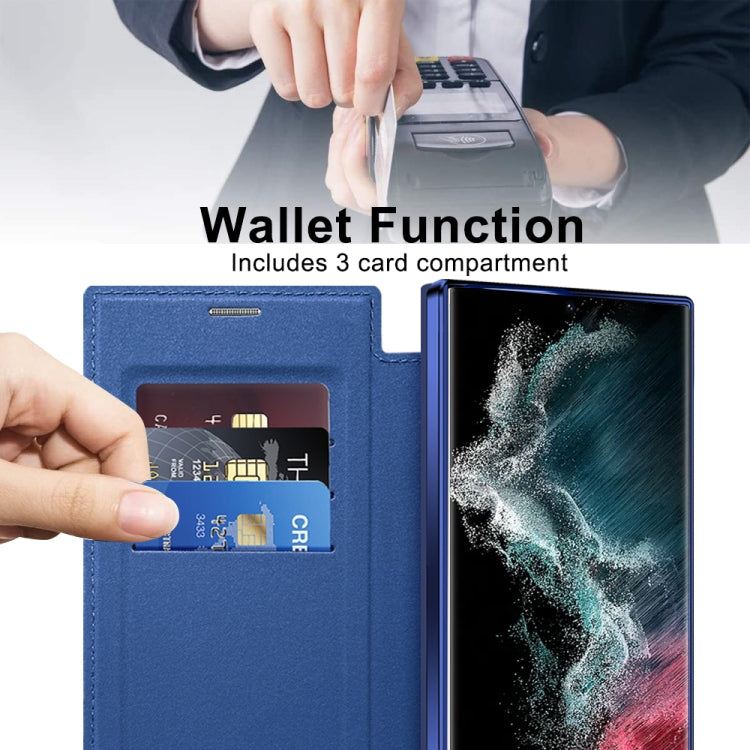 For Samsung Galaxy S22 Ultra 5G Shield MagSafe RFID Anti-theft Leather Phone Case(Dark Blue) - free shipping - PMC TechLife - Order now!