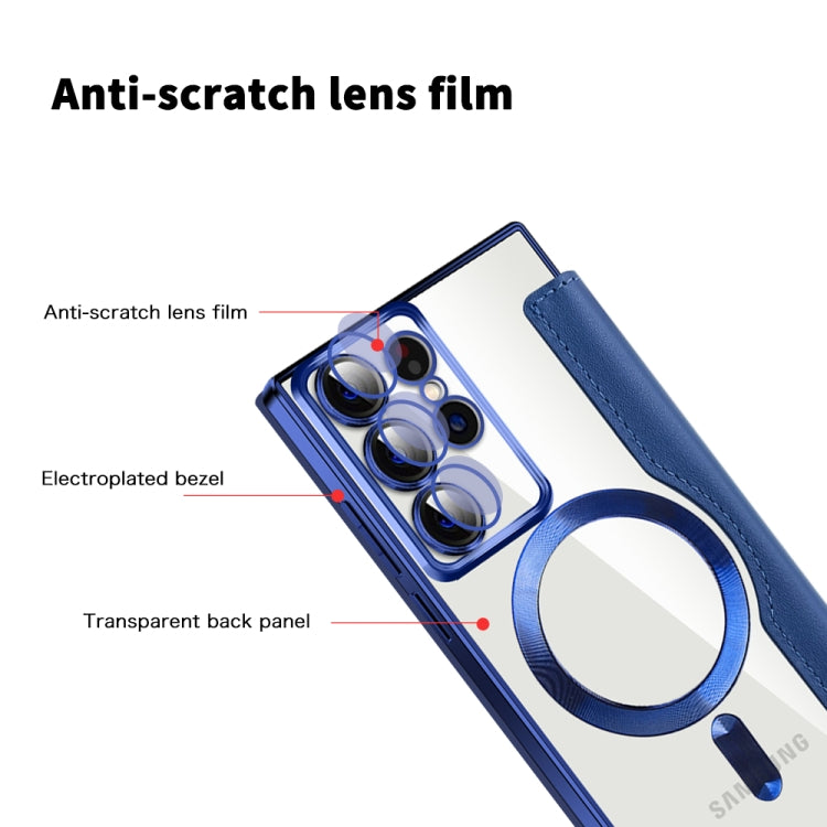 For Samsung Galaxy S22 Ultra 5G Shield MagSafe RFID Anti-theft Leather Phone Case(Dark Blue) - free shipping - PMC TechLife - Order now!