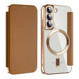 For Samsung Galaxy S22 5G Shield MagSafe RFID Anti-theft Leather Phone Case(Brown) - free shipping - PMC TechLife - Order now!