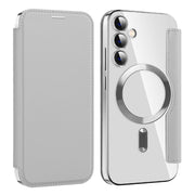 For Samsung Galaxy S23 FE 5G Shield MagSafe RFID Anti-theft Leather Phone Case(Grey)