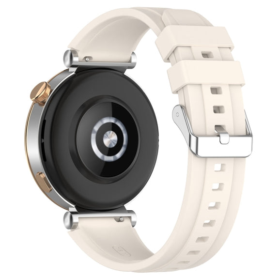 For Huawei Watch GT4 41mm Official Steps Style Silver Buckle Silicone Watch Band(Starlight Color)