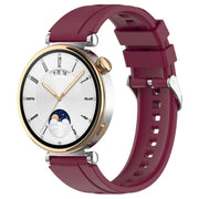 For Huawei Watch GT4 41mm Official Steps Style Silver Buckle Silicone Watch Band(Wine Red)