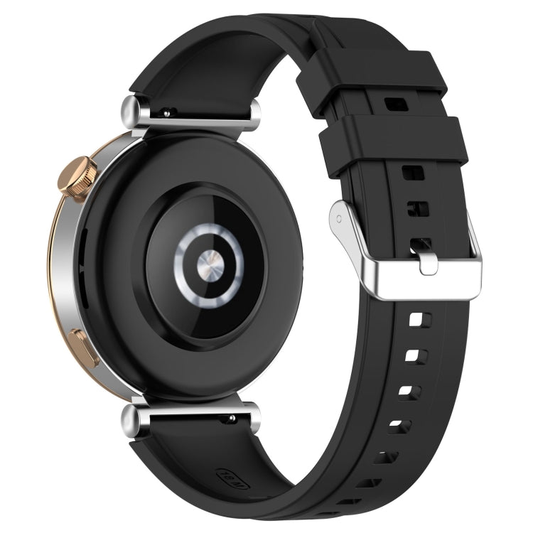 For Huawei Watch GT4 41mm Official Steps Style Silver Buckle Silicone Watch Band(Black) - Watch Bands by PMC TechLife | Online Shopping South Africa | PMC TechLife | Buy Now Pay Later Mobicred