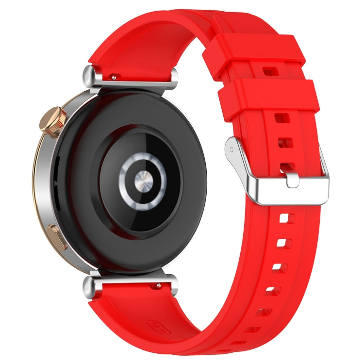 For Huawei Watch GT4 46mm Official Steps Style Silver Buckle Silicone Watch Band(Red) - Watch Bands by PMC TechLife | Online Shopping South Africa | PMC TechLife