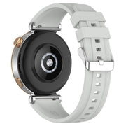 For Huawei Watch GT4 46mm Official Steps Style Silver Buckle Silicone Watch Band(Gray)