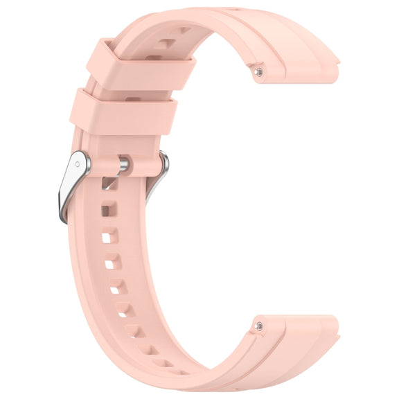 For Huawei Watch GT4 46mm Official Steps Style Silver Buckle Silicone Watch Band(Pink)