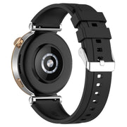 For Huawei Watch GT4 46mm Official Steps Style Silver Buckle Silicone Watch Band(Black)