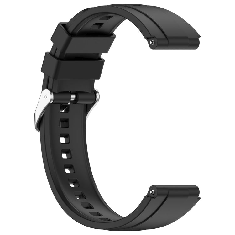 For Huawei Watch GT4 46mm Official Steps Style Silver Buckle Silicone Watch Band(Black) - Watch Bands by PMC TechLife | Online Shopping South Africa | PMC TechLife