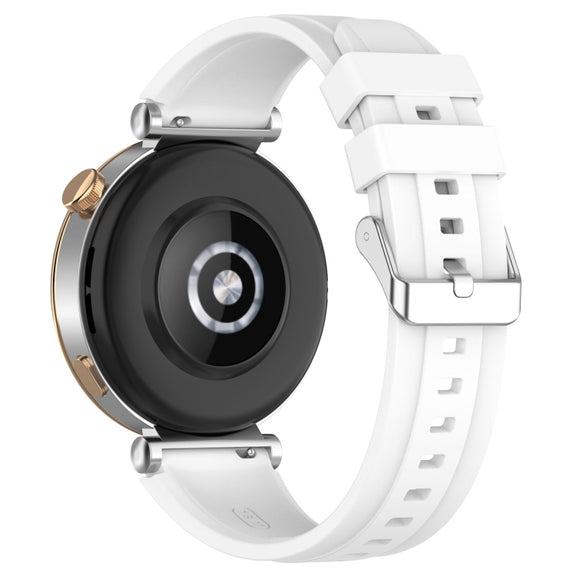 For Huawei Watch GT4 46mm Official Steps Style Silver Buckle Silicone Watch Band(White)
