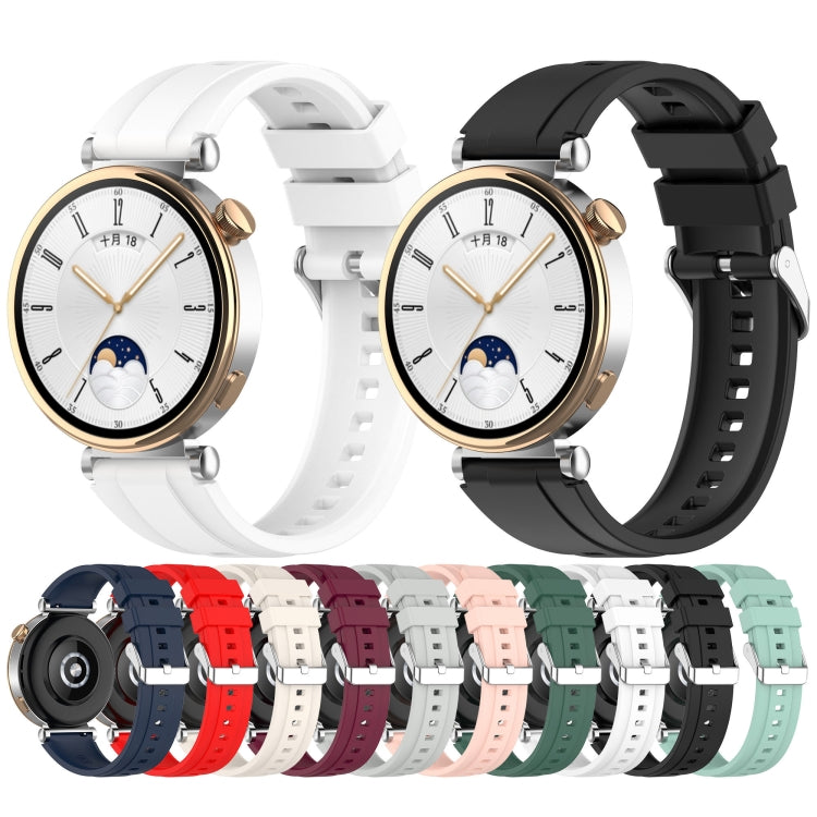 For Huawei Watch GT4 41mm Official Steps Style Silver Buckle Silicone Watch Band(Gray)