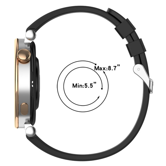 For Huawei Watch GT4 41mm Official Steps Style Silver Buckle Silicone Watch Band(Midnight)