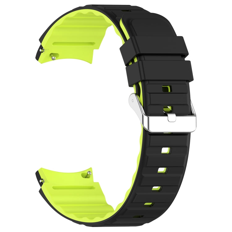 For Samsung Galaxy Watch 6 Classic Two Color Horizontal Silicone Watch Band(Black Green)