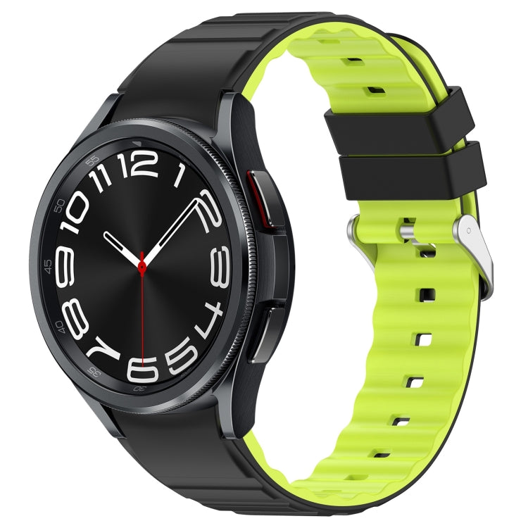 For Samsung Galaxy Watch 6 Classic Two Color Horizontal Silicone Watch Band(Black Green)