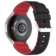 For Samsung Galaxy Watch 6 Classic Two Color Horizontal Silicone Watch Band(Black Red)