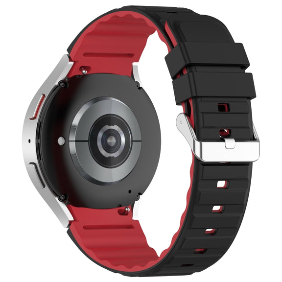 For Samsung Galaxy Watch 6 Classic Two Color Horizontal Silicone Watch Band(Black Red)