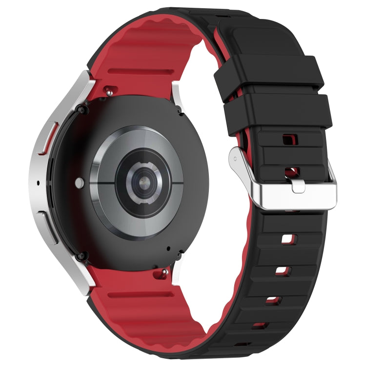 For Samsung Galaxy Watch 6 Classic Two Color Horizontal Silicone Watch Band(Black Red)
