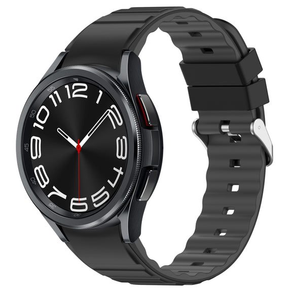 For Samsung Galaxy Watch 6 Two Color Horizontal Silicone Watch Band(Black Grey)
