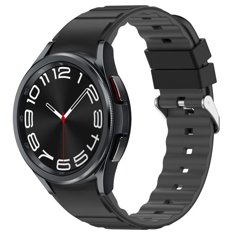 For Samsung Galaxy Watch 6 Two Color Horizontal Silicone Watch Band(Black Grey)