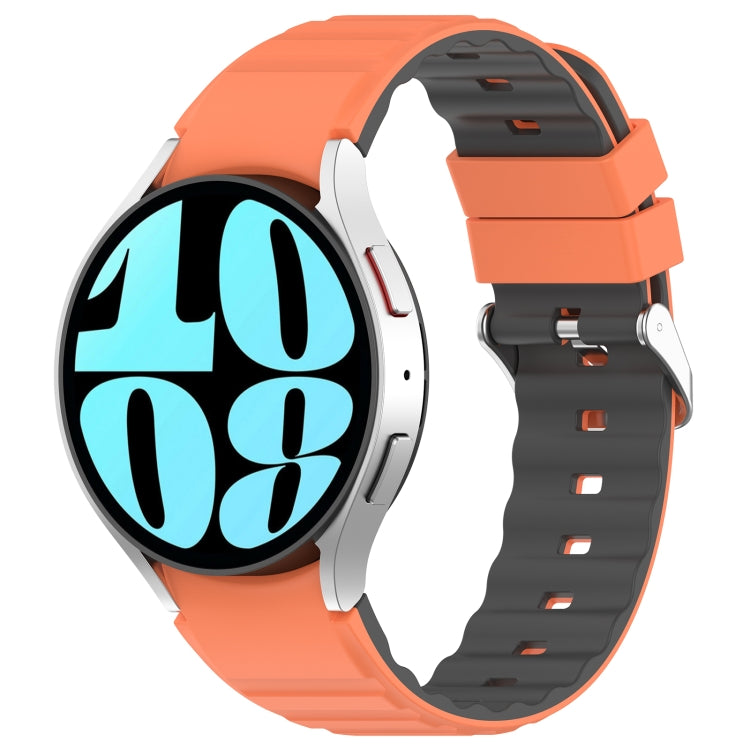 For Samsung Galaxy Watch 6 Two Color Horizontal Silicone Watch Band(Orange Grey) - Watch Bands by PMC TechLife | Online Shopping South Africa | PMC TechLife