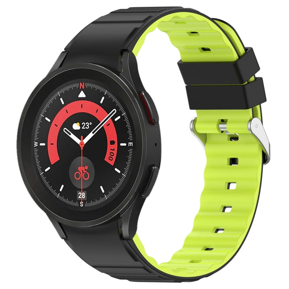 For Samsung Galaxy Watch 5 Two Color Horizontal Silicone Watch Band(Black Green)