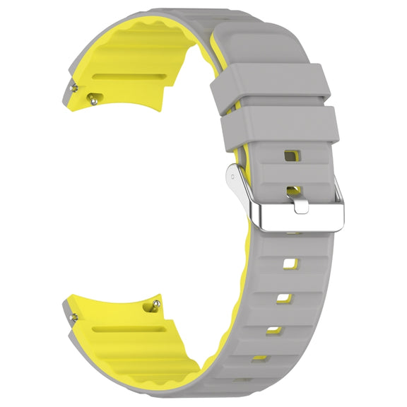 For Samsung Galaxy Watch 5 Pro Two Color Horizontal Silicone Watch Band(Grey Yellow)