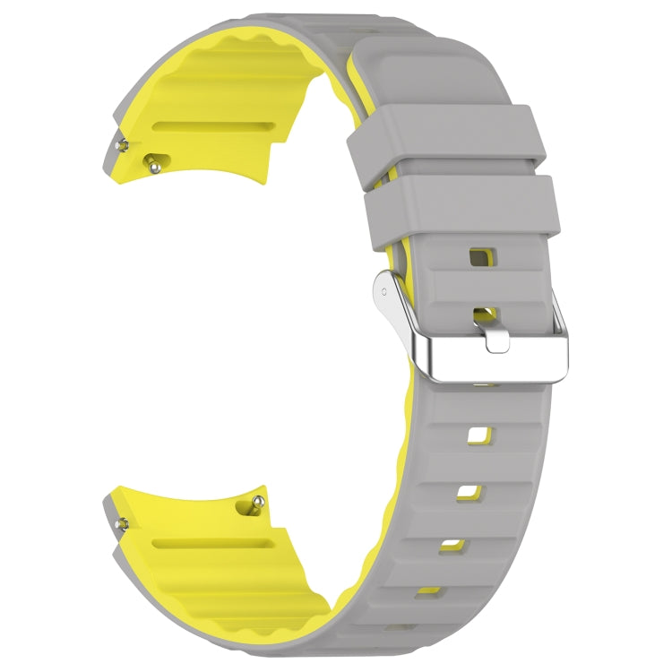 For Samsung Galaxy Watch 5 Pro Two Color Horizontal Silicone Watch Band(Grey Yellow)
