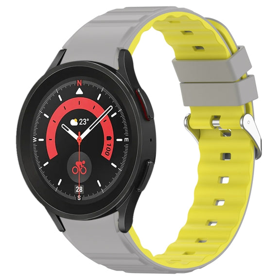 For Samsung Galaxy Watch 5 Pro Two Color Horizontal Silicone Watch Band(Grey Yellow)