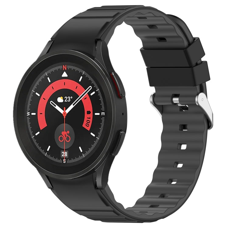 For Samsung Galaxy Watch 5 Pro Two Color Horizontal Silicone Watch Band(Black Grey) - Watch Bands by PMC TechLife | Online Shopping South Africa | PMC TechLife