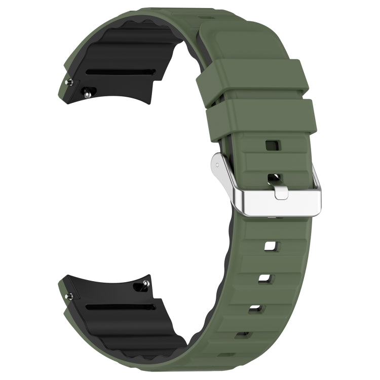 For Samsung Galaxy Watch 5 Pro Two Color Horizontal Silicone Watch Band(Olive Green Black) - Watch Bands by PMC TechLife | Online Shopping South Africa | PMC TechLife